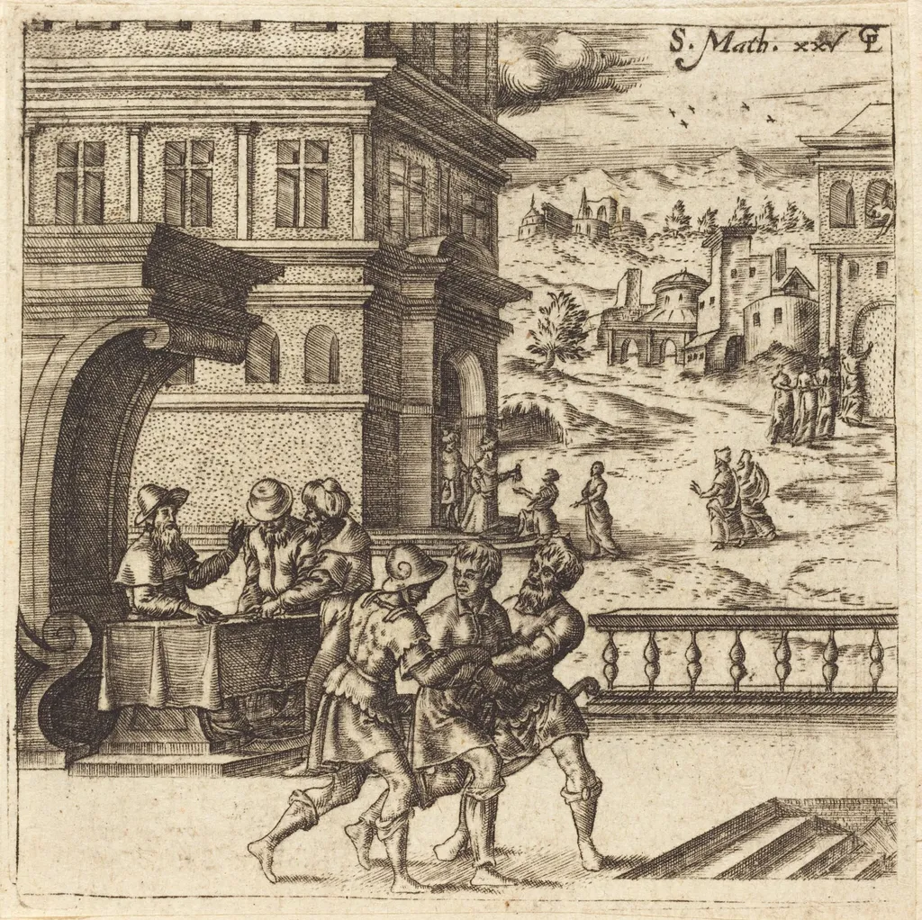 Parable of the Talents (The Worthless Servant Cast into the Outer Darkness), by Léonard Gaultier, ink, 1578