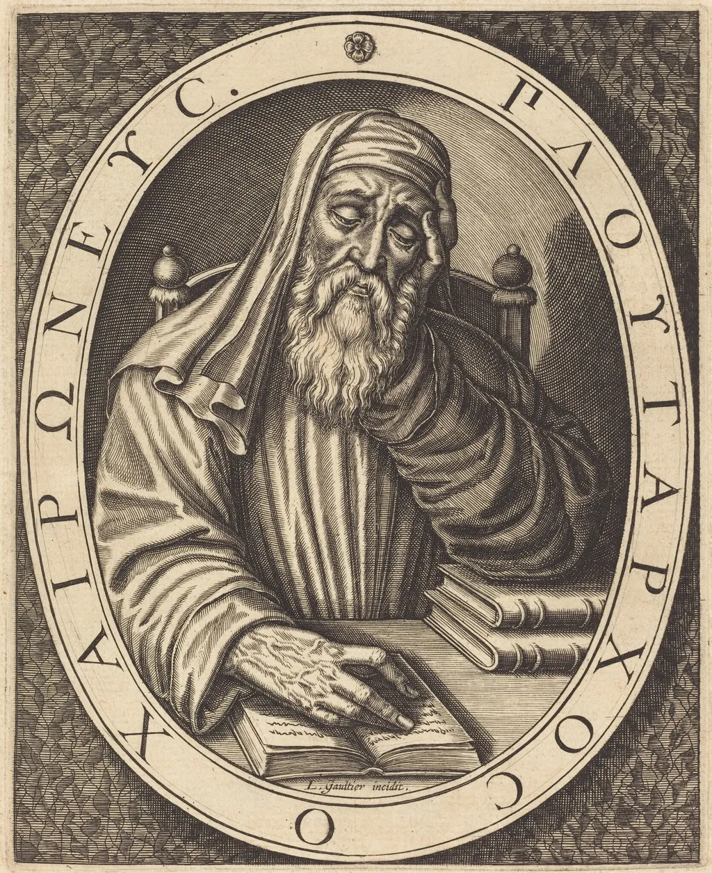 Plutarch, by Léonard Gaultier, ink, 1601