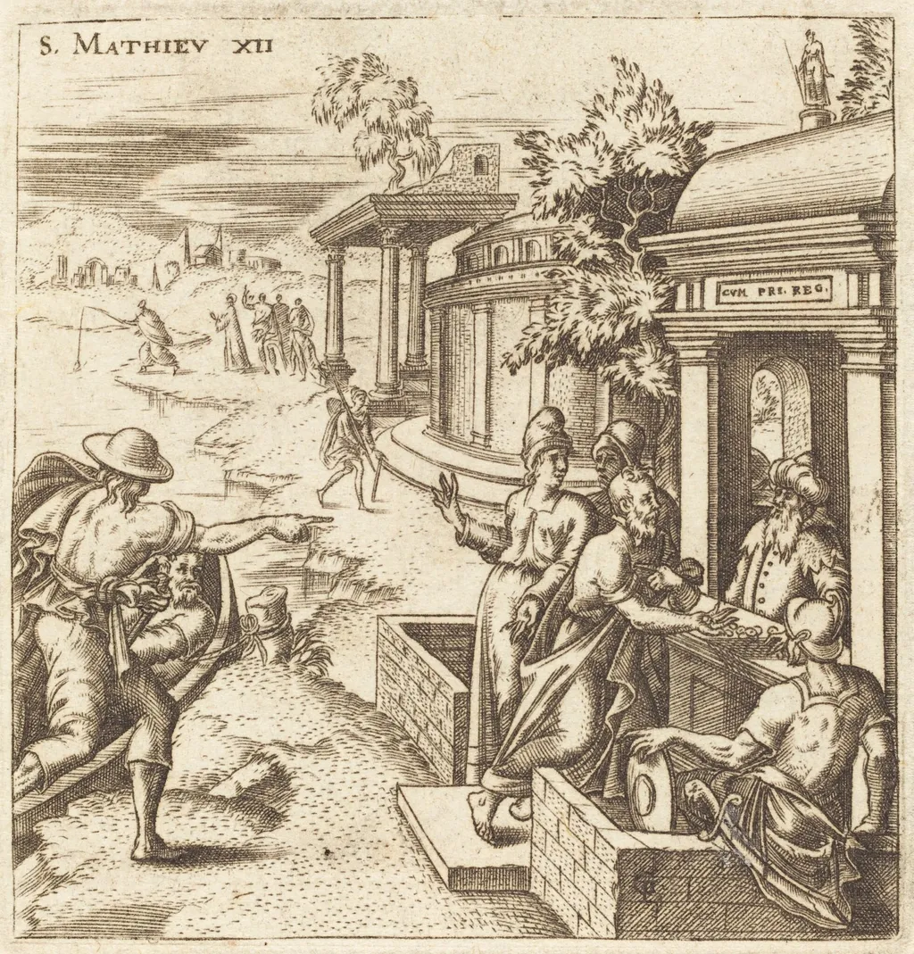 The Man Healed of the Withered Hand, by Léonard Gaultier, ink, 1578