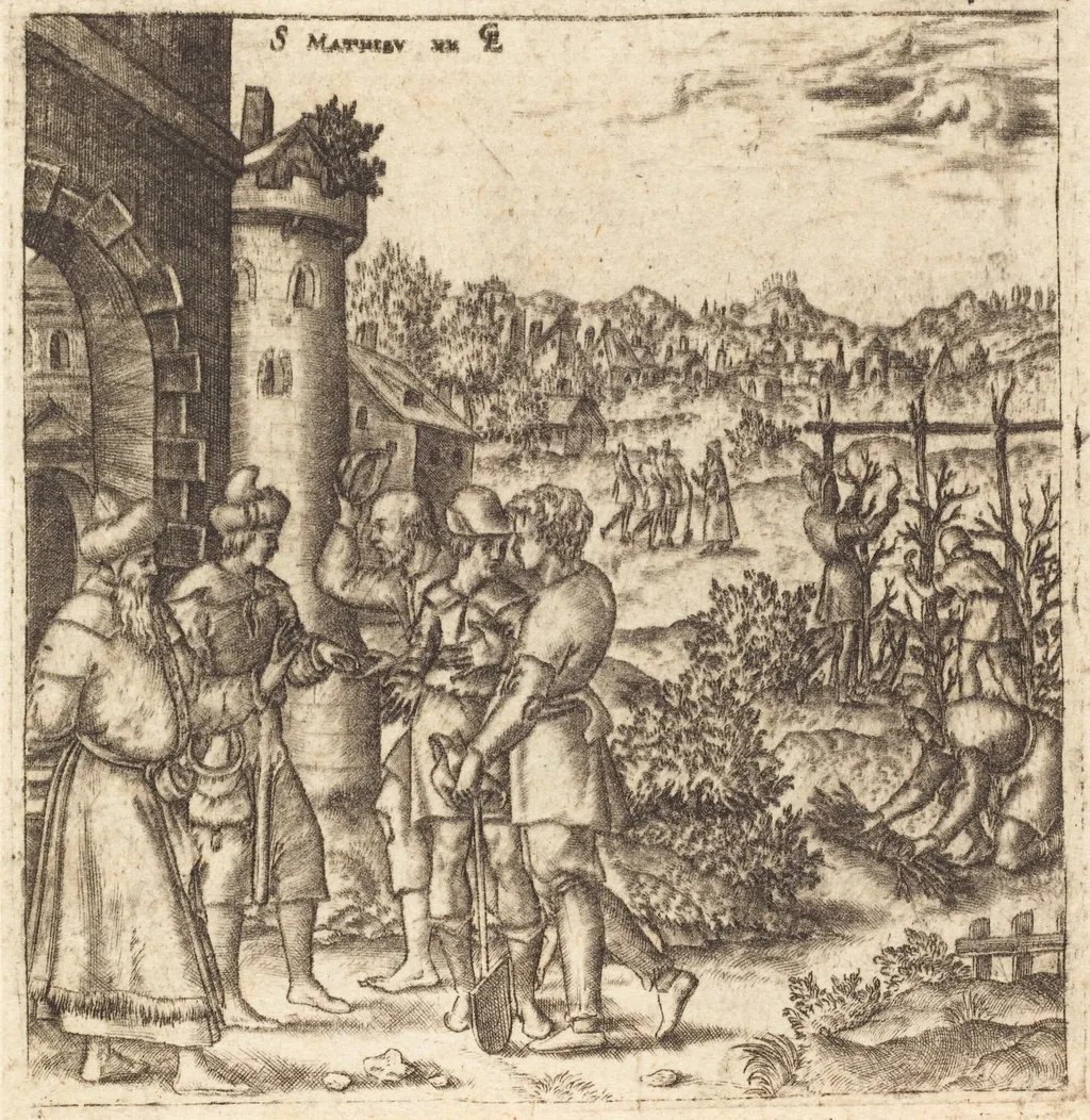 The Parable of the Laborers in the Vineyard, by Léonard Gaultier, ink, 1578