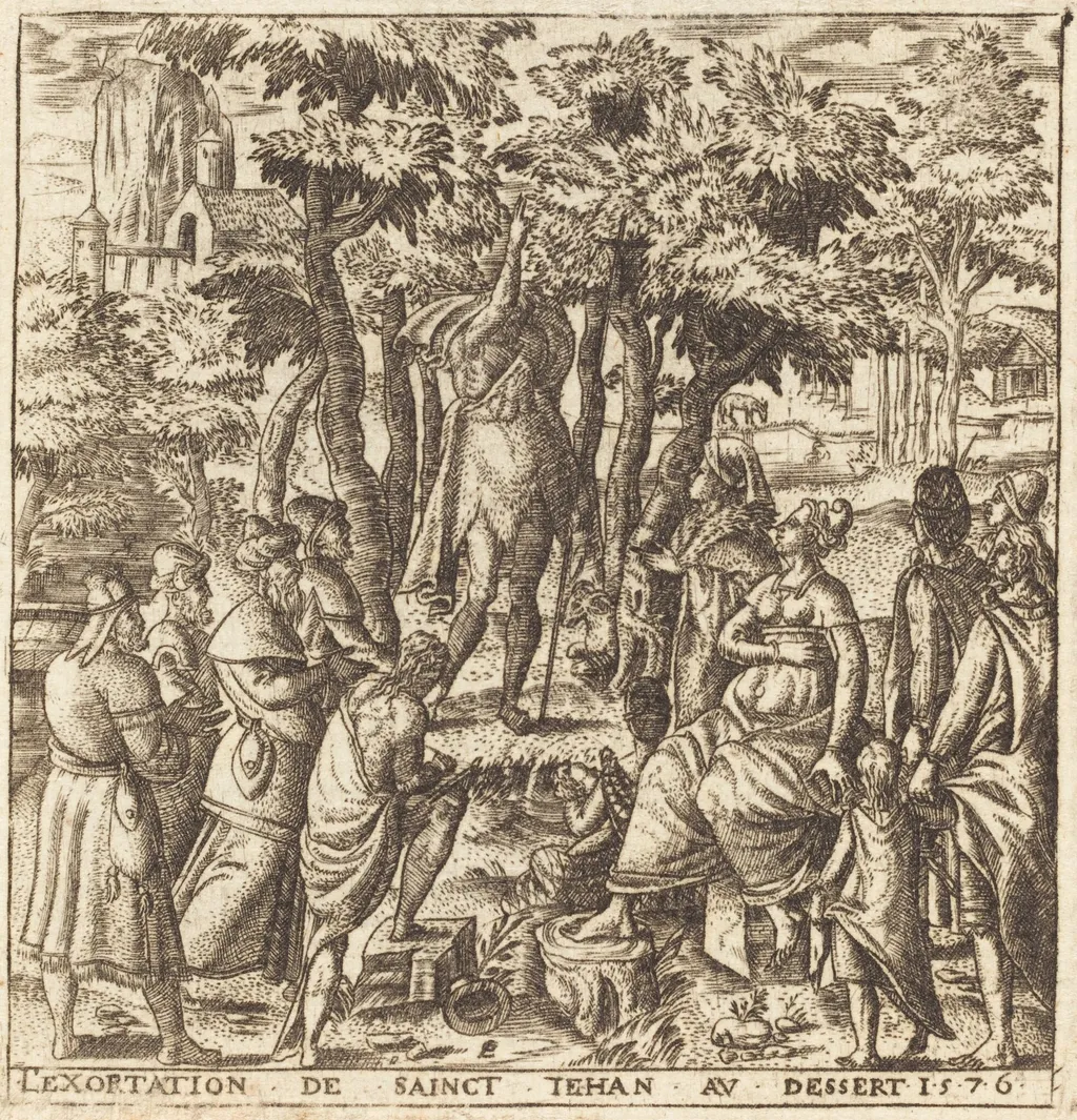 The Preaching of John the Baptist in the Wilderness, by Léonard Gaultier, ink, 1578