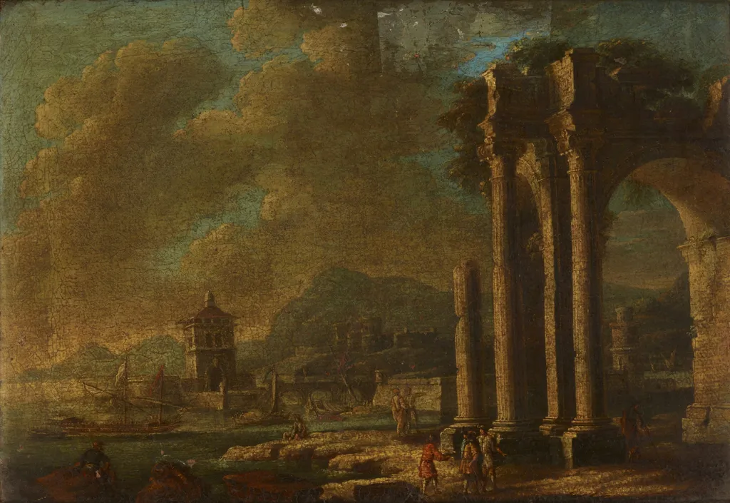 Landscape with Ruins, by Leonardo Coccorante, oil, 1725