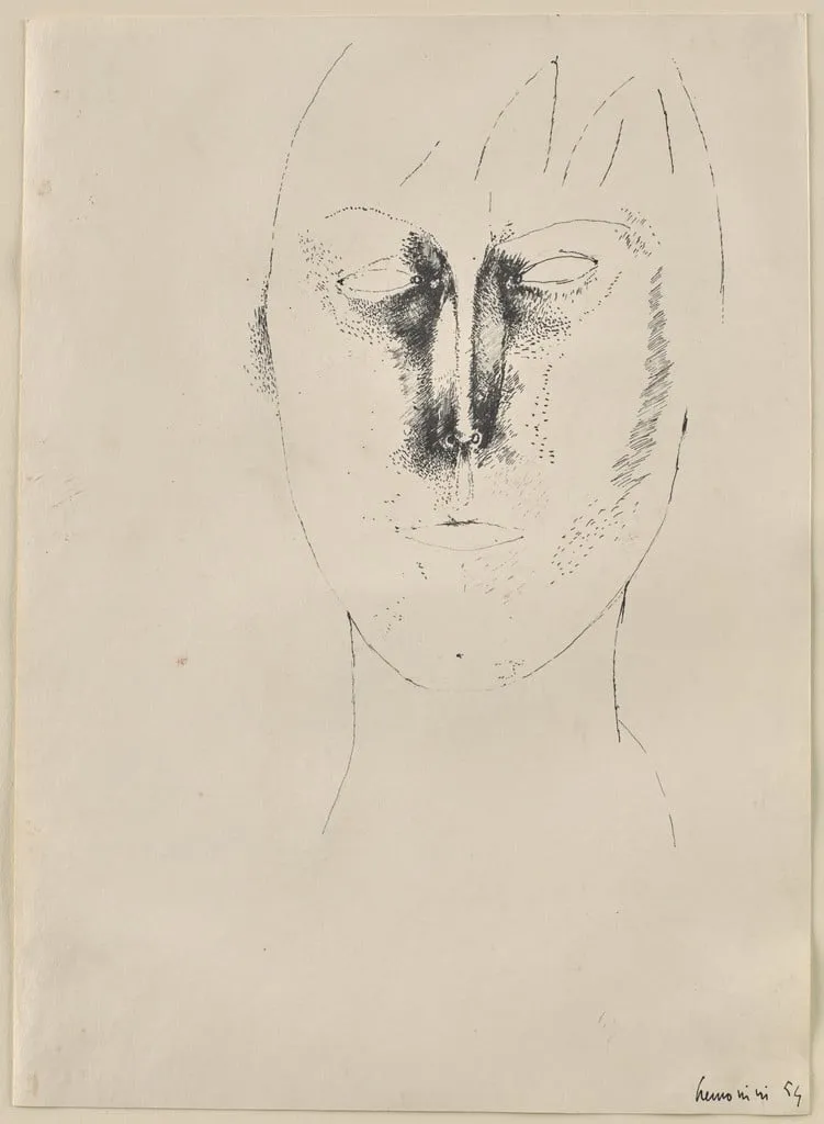 Untitled, by Leonardo Cremonini, ink, 1954