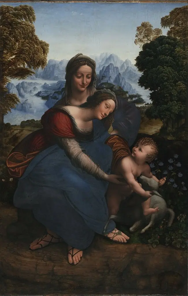 Madonna and Child with Saint Anne in a Landscape, by Leonardo da Vinci