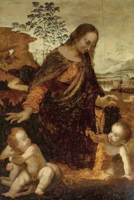 The Virgin and Child with the young St John the Baptist, by Leonardo da Vinci, oil