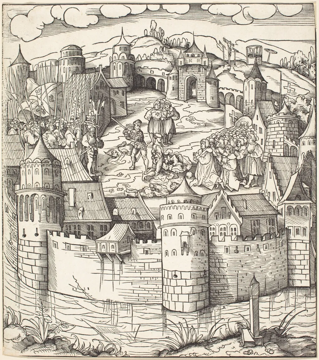 Execution of a Man at a Market-Place of a Town, by Leonhard Beck, ink, 1515