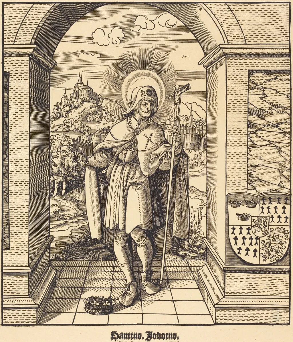 Saint Jodocus, by Leonhard Beck, ink, 1517