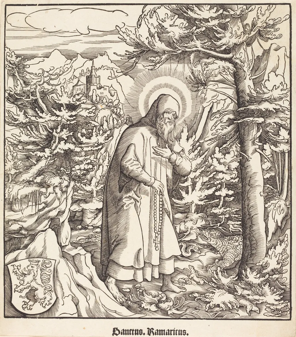 Saint Ramaricus, by Leonhard Beck, ink, 1517