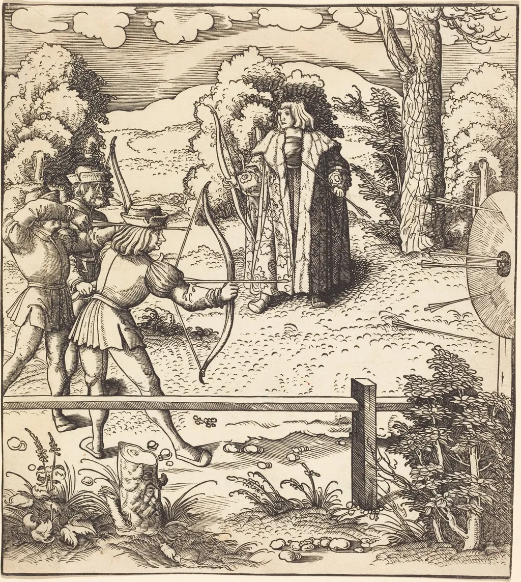 The Young White King at the Butts, by Leonhard Beck, ink, 1515