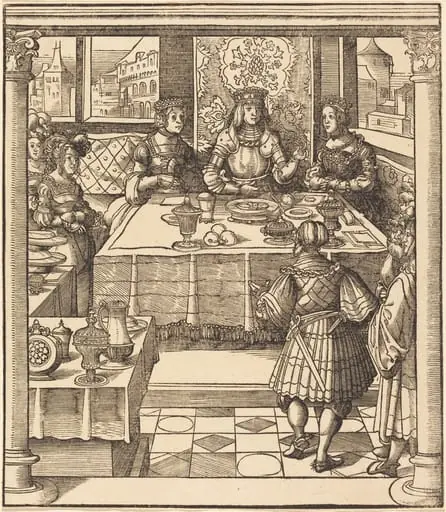 The Young White King between the Queen and Princess of the Feuereisen, by Leonhard Beck