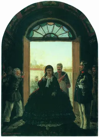 The Governess Entering the Church, by Leonid Solomatkin