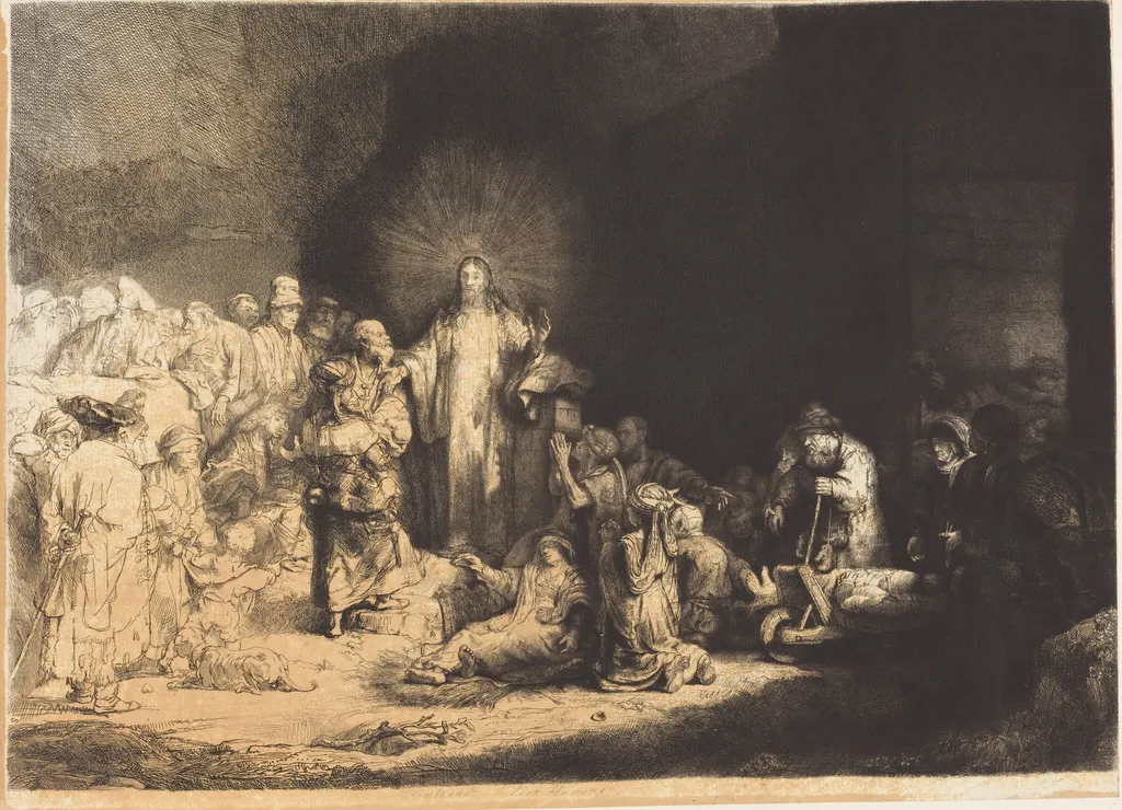 Christ Preaching (The Hundred Guilder Print), by Léopold Flameng, ink, 1873