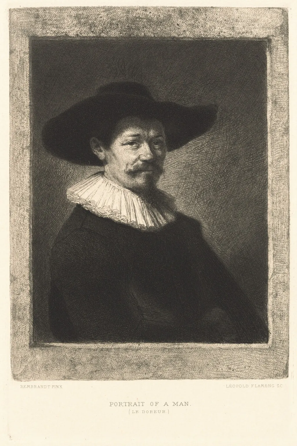 Portrait of a Man (Le Doreur), by Léopold Flameng, ink, 1885