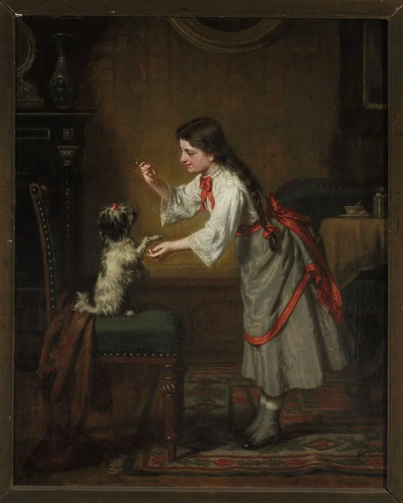 Girl with a dog, by Leopold Loeffler