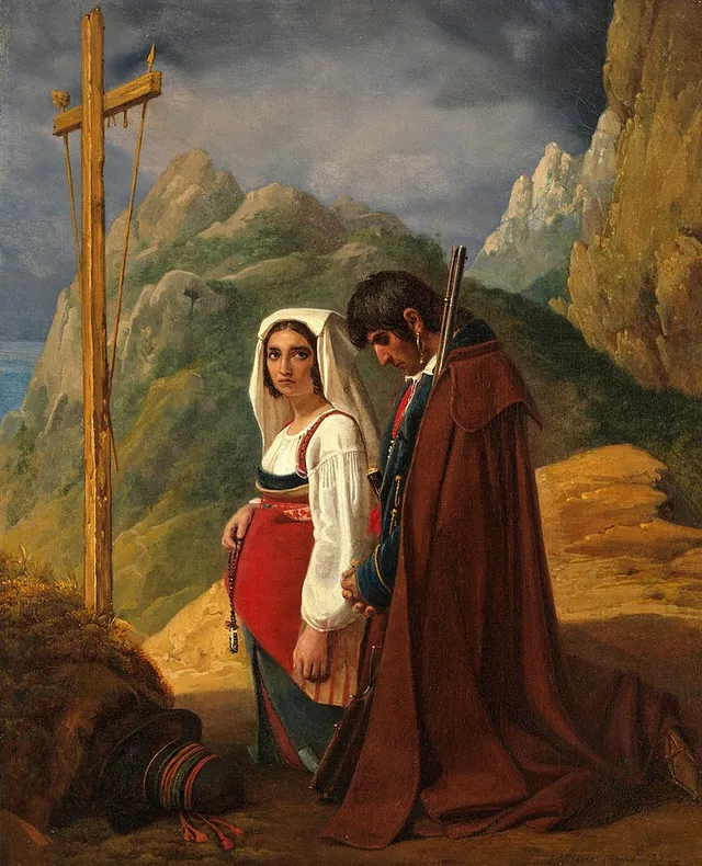 Brigand and his wife in prayer