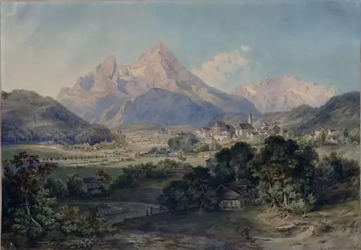 The Watzmann and town of Berchtesgaden, Bavaria, by Leopold Rottmann