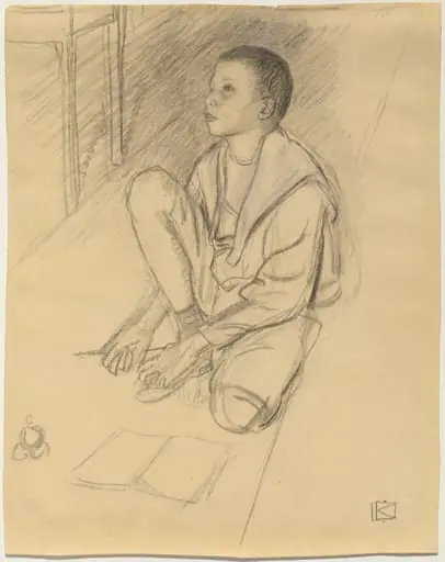 The Artist's Son Wolf Crouching on the Floor, by Leopold von Kalckreuth