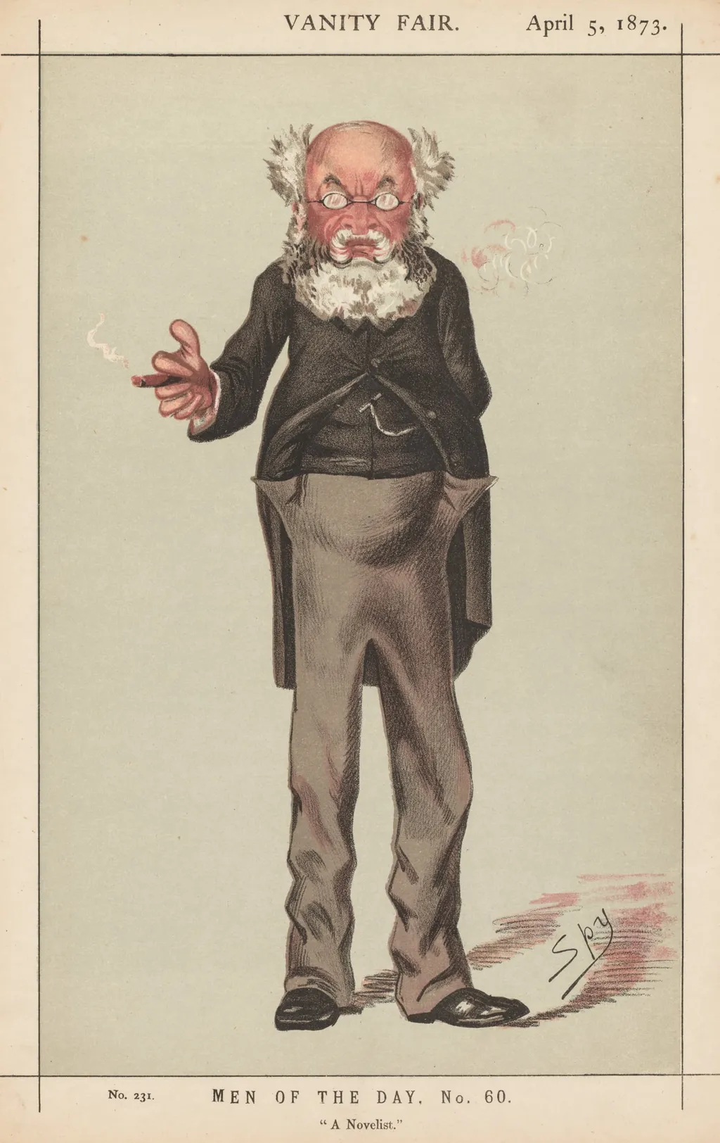 Vanity Fair: Men of the Day, No. 60, "A Novelist", by Leslie Matthew (Spy) Ward, 1873
