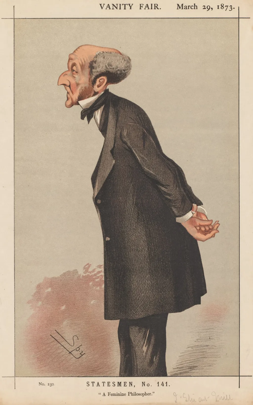 Vanity Fair: Statesman, No. 141 "A Feminine Philosopher", by Leslie Matthew (Spy) Ward, 1873