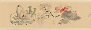 岡田半江筆  花卉図巻|Letter Enclosing Flowers, by Okada Hankō