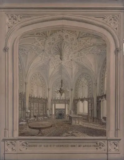 Library of Sir George Thomas Staunton, Bart, at Leigh Park, by Lewis Vulliamy
