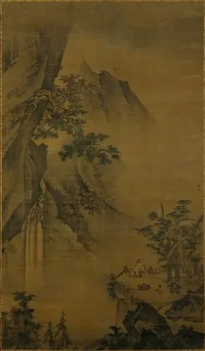 明    鍾禮    觀瀑圖    軸|Li Bai gazing at the waterfall on Mount Lu