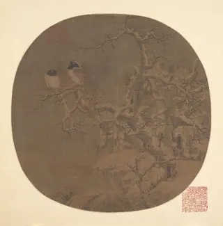 南宋    傳李迪    幽禽寒林圖    冊頁|Two Birds on a Wintry Tree