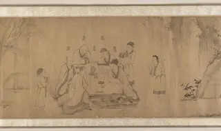 明 佚名 李公麟 偽款 白蓮社圖 卷|White Lotus Society, by Li Gonglin