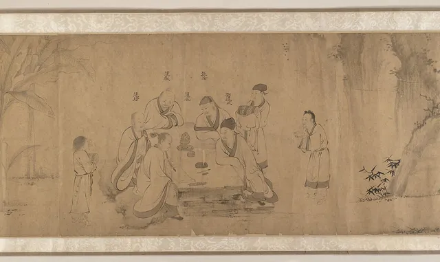 明　佚名　李公麟 偽款　白蓮社圖　卷|White Lotus Society