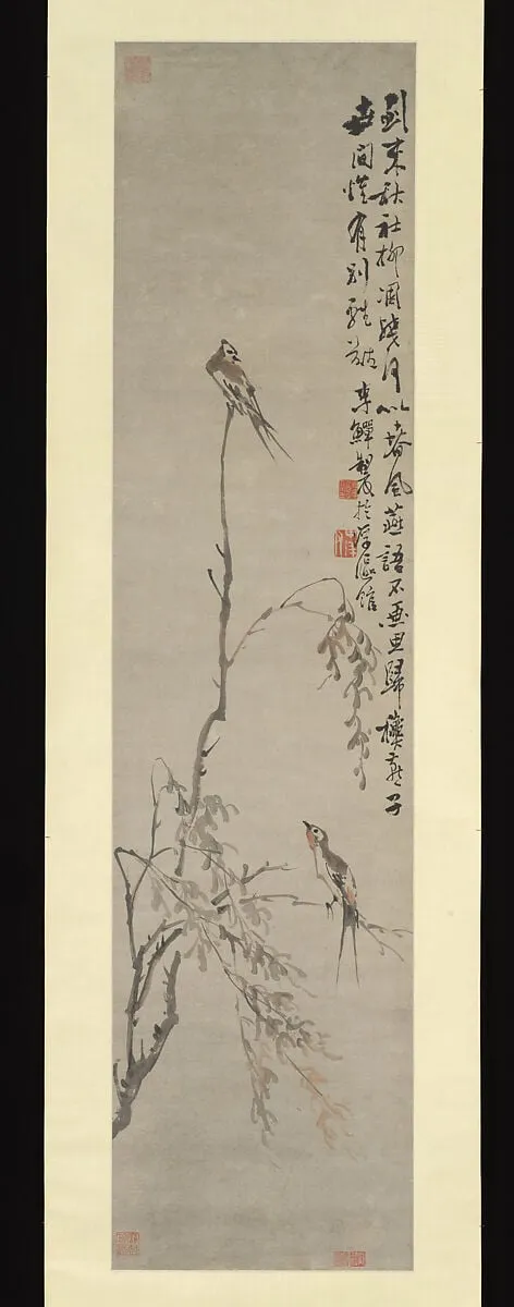 清　李鱓　 燕柳圖　軸|Swallows