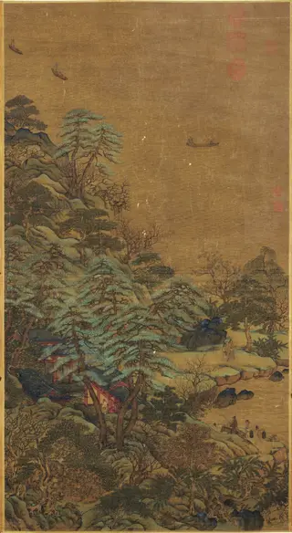 Sailing Boats and a Riverside Mansion, by Li Sixun
