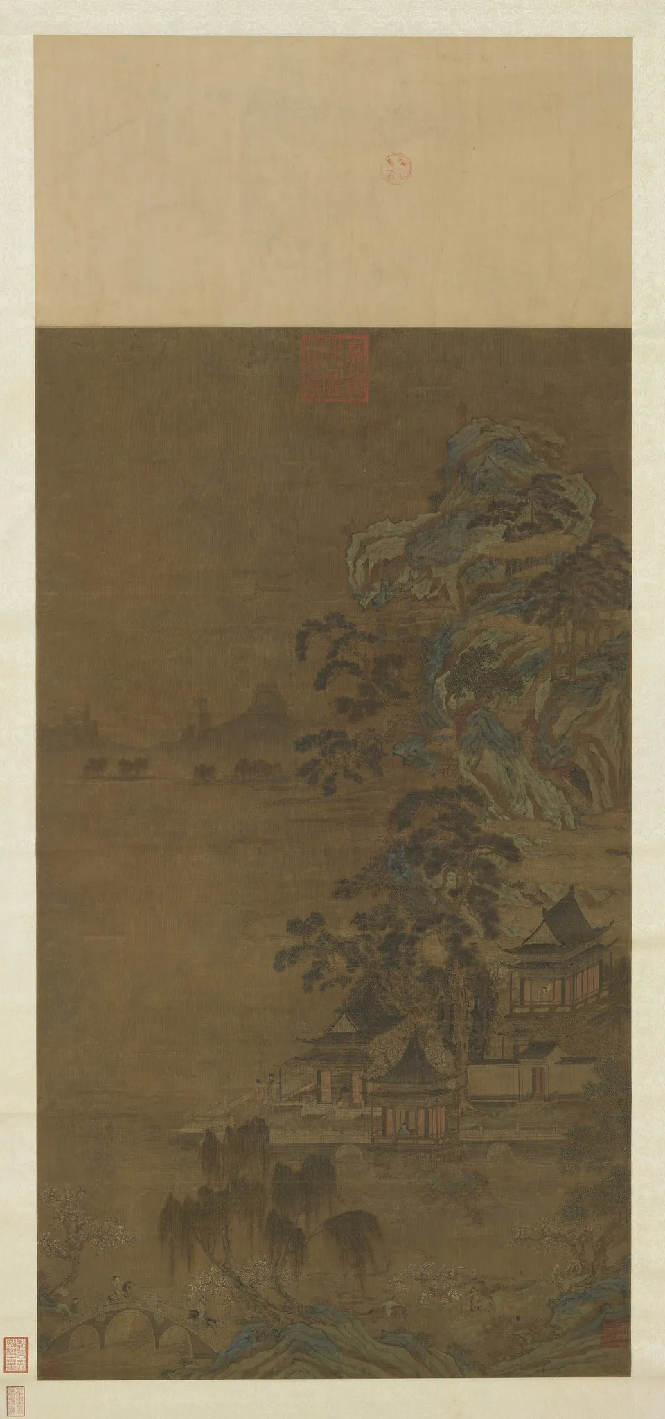 Riding to a Lakeside Pavilion, by Li Zhaodao, unspecified, 725