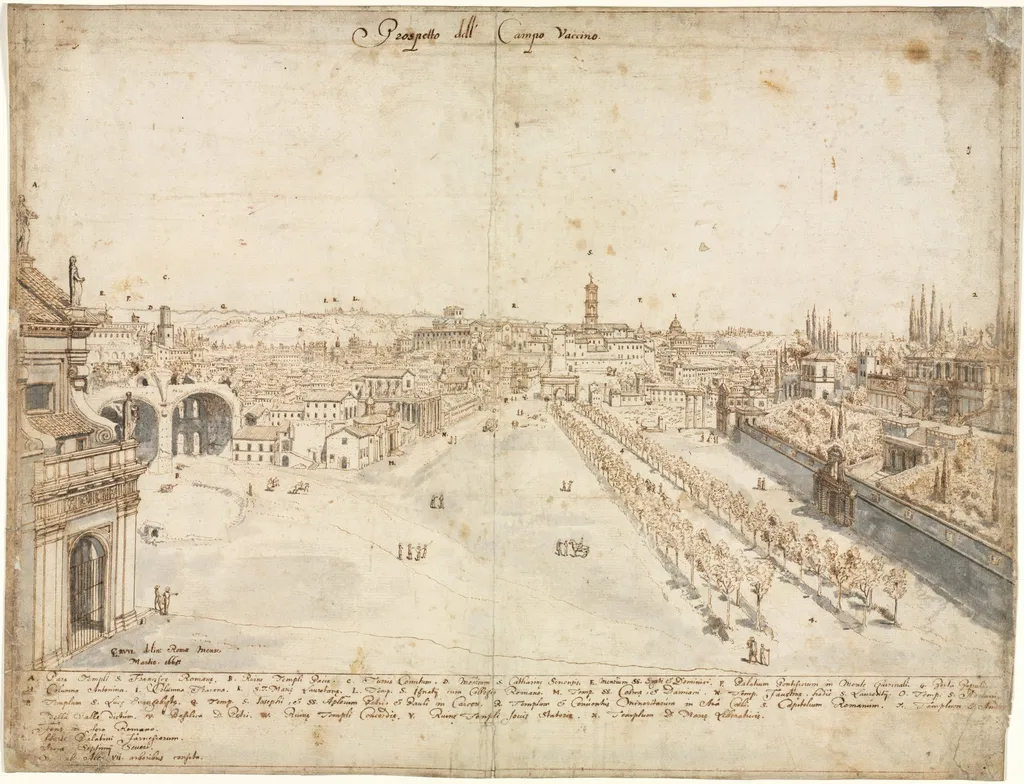 Eighteen Views of Rome: The Campo Vaccino (The Roman Forum), by Lievin Cruyl, 1665