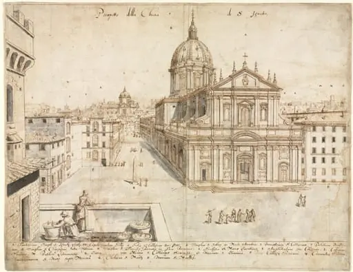 Eighteen Views of Rome: The Church of Sant'Ignazio, by Lievin Cruyl