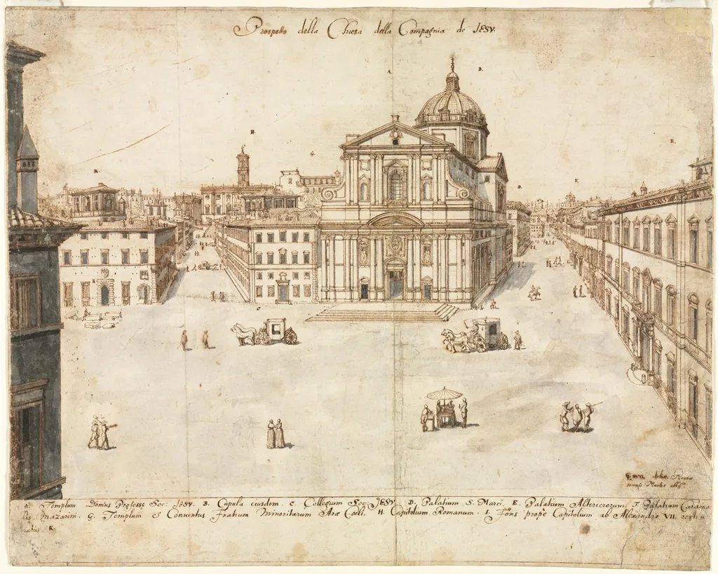 Eighteen Views of Rome: The Church of the Gesù, by Lievin Cruyl, 1665