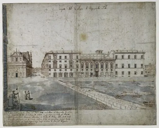 Eighteen Views of Rome: The Collegio di Propaganda Fide (recto), by Lievin Cruyl