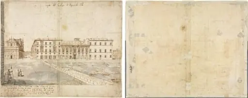 Eighteen Views of Rome: The Collegio di Propaganda Fide (recto); Sketches of Windows and Pilasters of the Attic Storey of the Collegio di Propaganda Fide (verso), by Lievin Cruyl