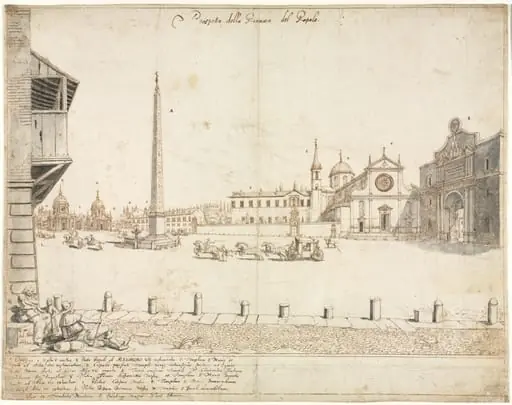 Eighteen Views of Rome: The Piazza del Popolo (recto), by Lievin Cruyl