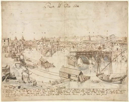 Eighteen Views of Rome: The Ponte Rotto, by Lievin Cruyl