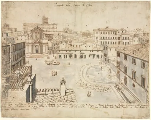 Eighteen Views of Rome: The Trevi Fountain, by Lievin Cruyl