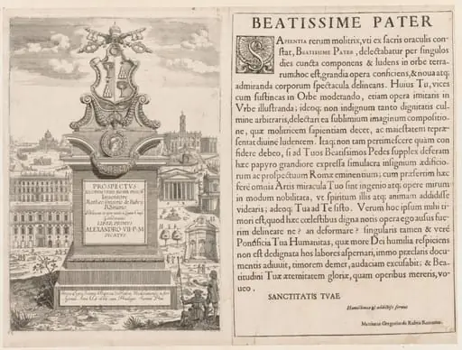 Frontispiece from "Prospectus Locurum Urbis Romae Insign[ium]", by Lievin Cruyl