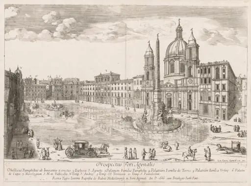 Piazza Navona from "Prospectus Locurum Urbis Romae Insign[ium], by Lievin Cruyl