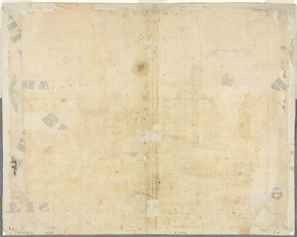 Sketches of Windows and Pilasters of the Attic Storey of the Collegio di Propaganda Fide (verso), by Lievin Cruyl, 1665
