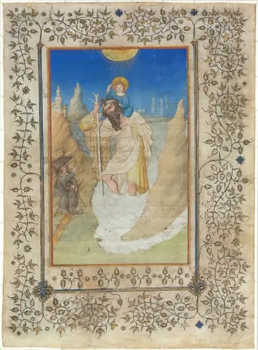 Saint Christopher Carrying the Christ Child, by Limbourg Brothers