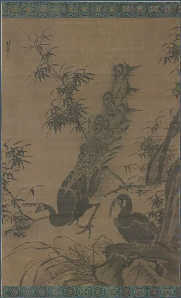 A Pair of Peafowl, by Lin Liang