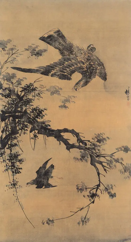 Falcon in Autumn, by Lin Liang