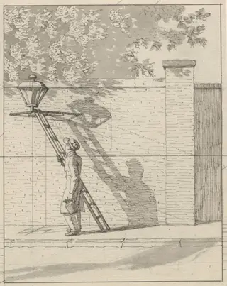 Linear Perspctive as Applied in Painting - Plate VI. The Street Lamp on the Garden Wall, Daylight