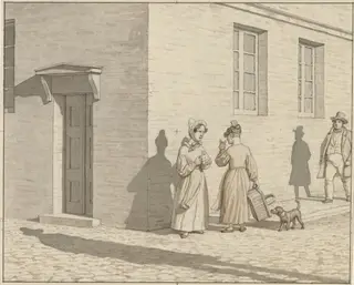 Linear Perspective as Applied in Painting - Plate VII, 1 - A Street Corner Encounter