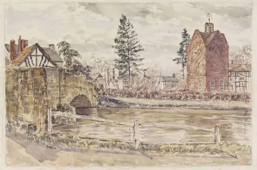 Bridge and Pigeon House, Eardisland, by Lines