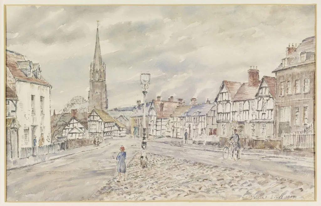 Broad Street, Weobley, by Lines, watercolor, 1942